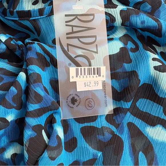 Rapz Blue Leopard Print Handkerchief Hem Dress Size Small NWT - Picture 7 of 8